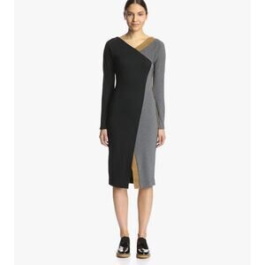 Ronen Chen Nelly Colorblock Long Sleeve Sheath Dress Size 10 NWT